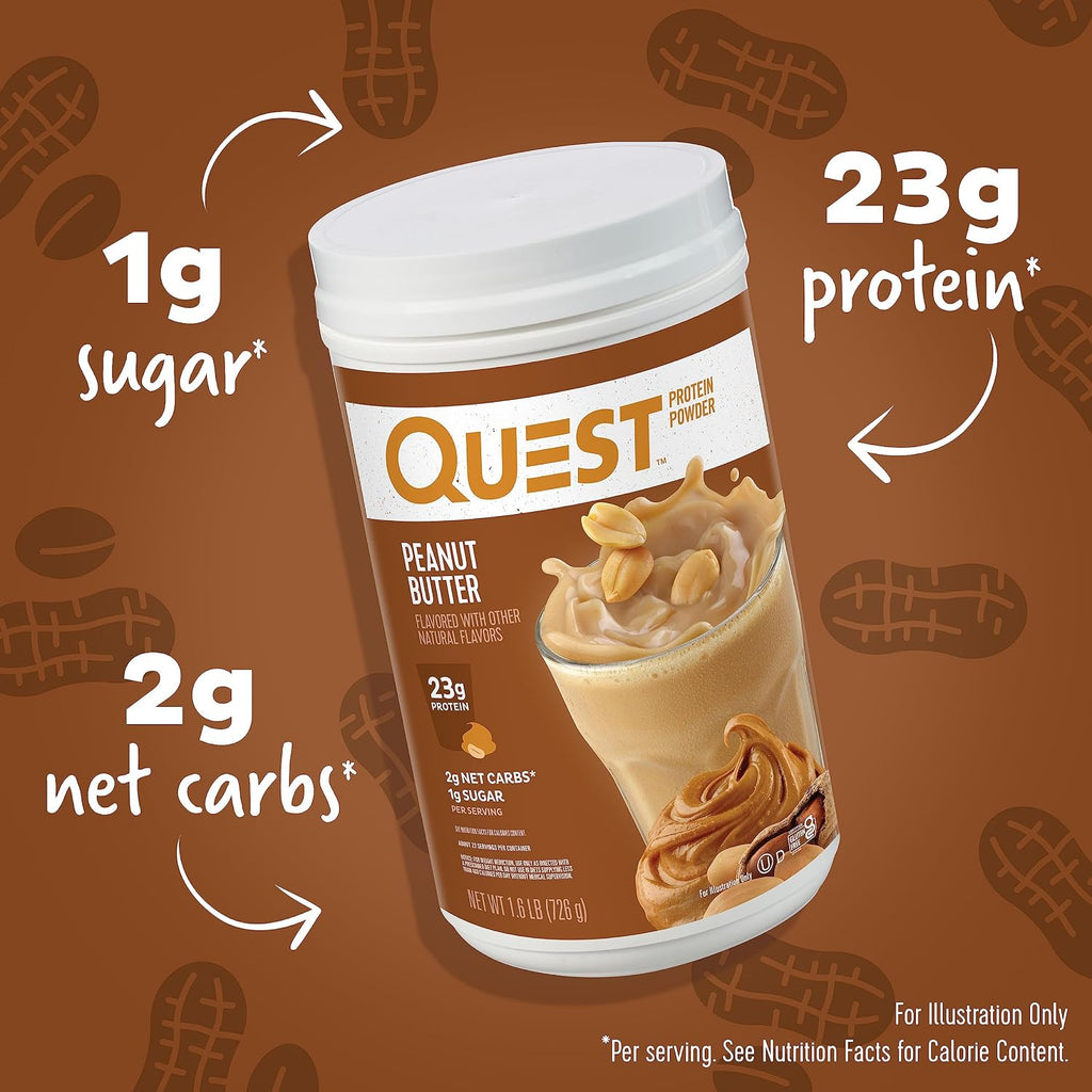 Quest Peanut Butter & Chocolate Milkshake Protein Powders, 23G & 22G Protein, 1.6Lb Each