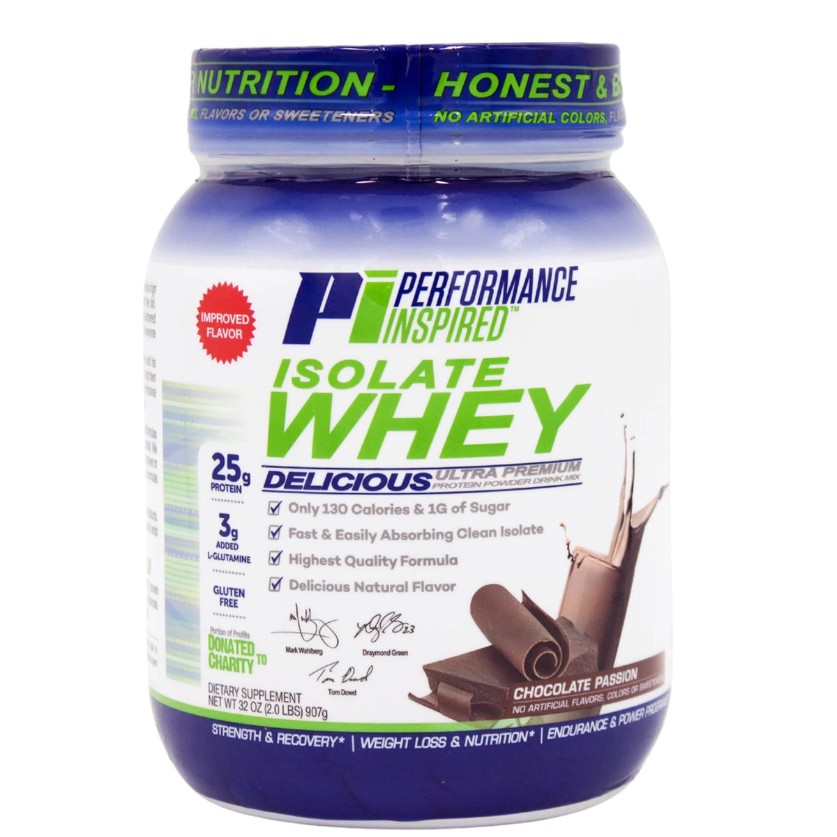 Nutrición - Proteína de suero aislada en polvo - Todo natural - 25G - L-Glutamina - Contiene Bcaas - Chocolate Passion - 0.907kg