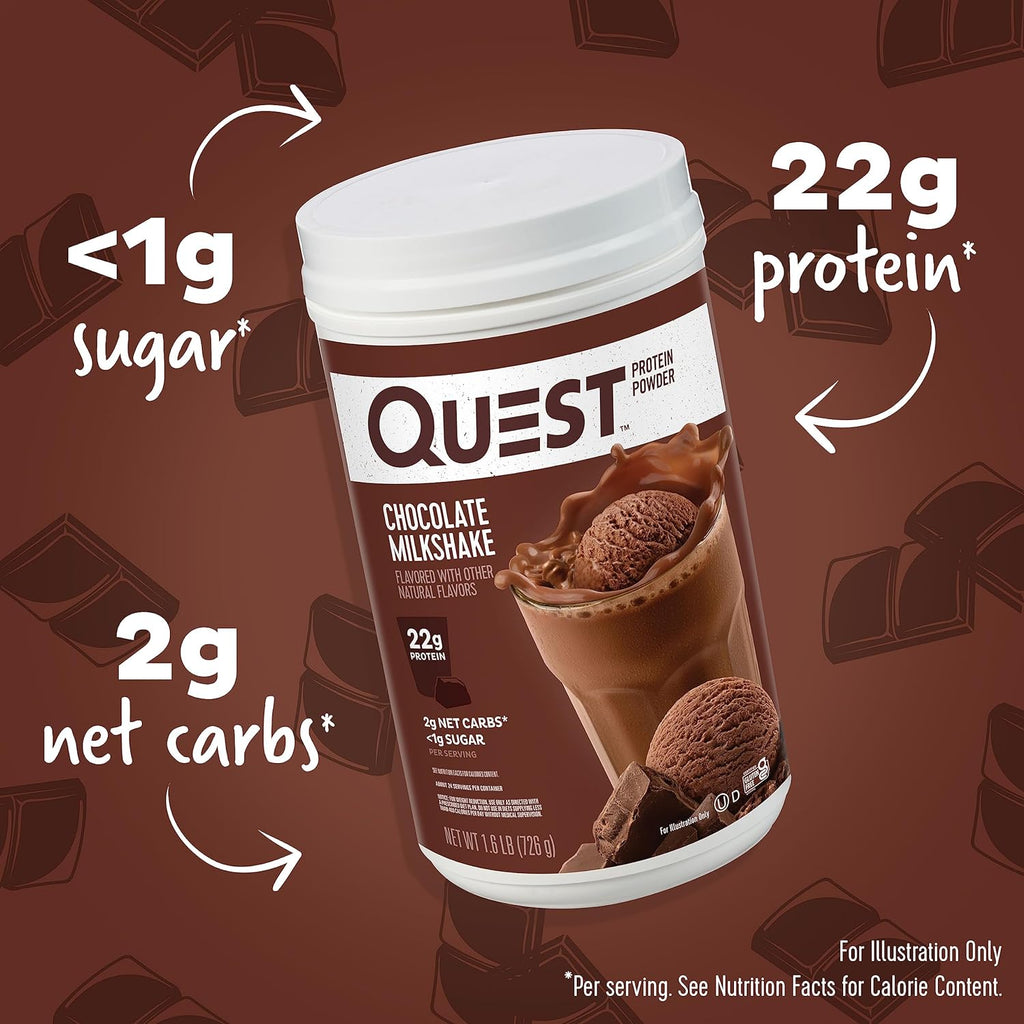 Quest Peanut Butter & Chocolate Milkshake Protein Powders, 23G & 22G Protein, 1.6Lb Each