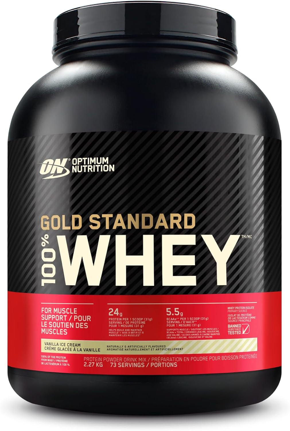 Proteína de suero Gold Standard, sabor helado de vainilla, 2.26kg (paquete de 4)
