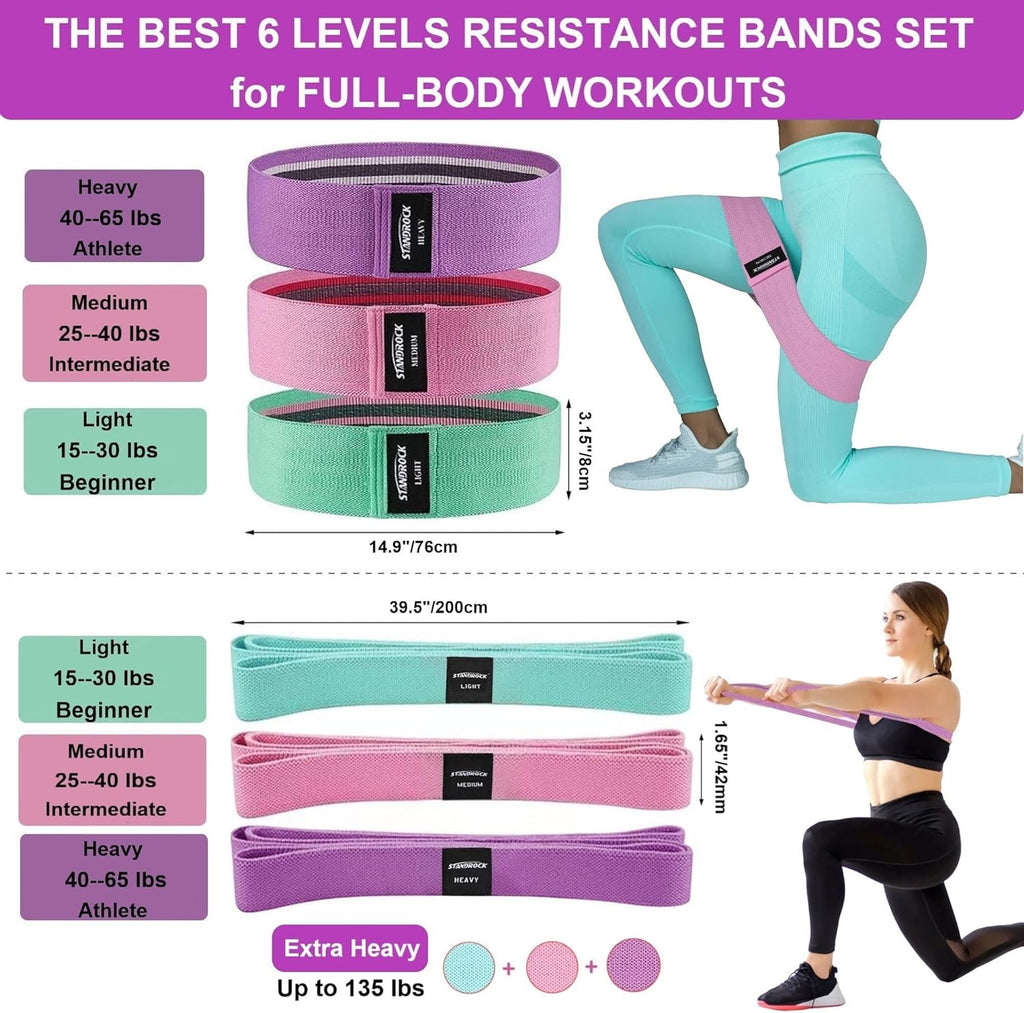 Bandas de resistencia de tela para hacer ejercicio, bandas para glúteos de 3 y 4 niveles Bandas de resistencia largas para mujeres y hombres | Bandas Elásticas para Ejercicio Bandas Resistencia Bandas Entrenamiento Resistencia