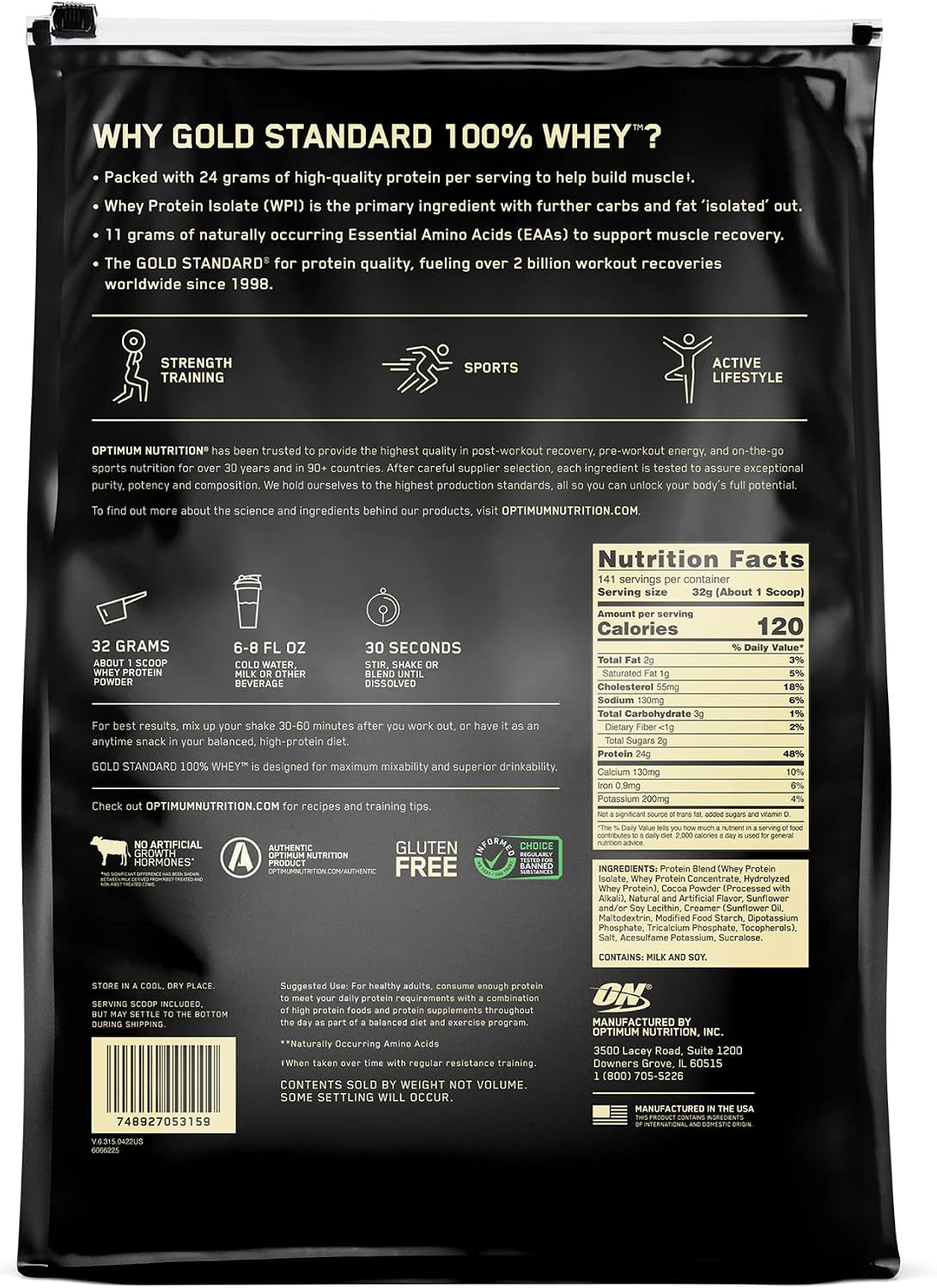 Proteína de suero Gold Standard, sabor chocolate con leche extremo, 4.53kg (paquete de 2)