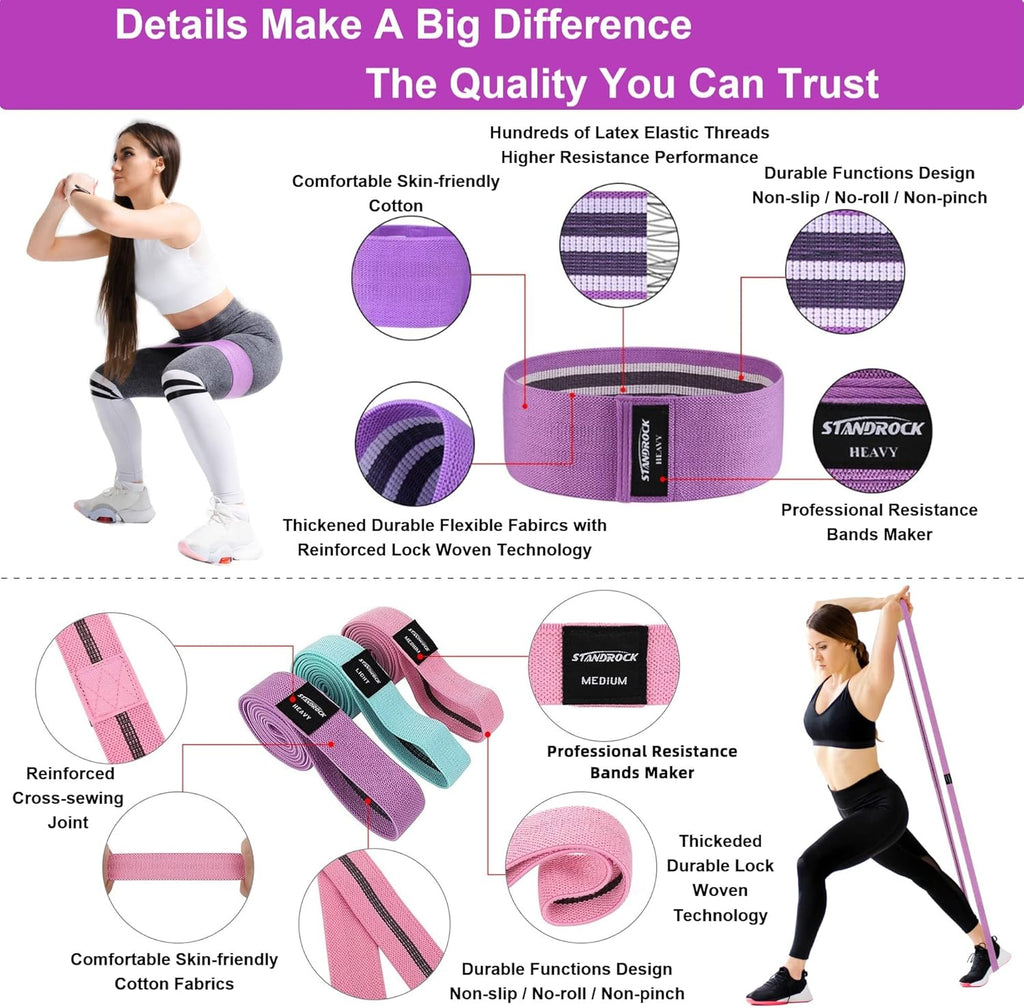 Bandas de resistencia de tela para hacer ejercicio, bandas para glúteos de 3 y 4 niveles Bandas de resistencia largas para mujeres y hombres | Bandas Elásticas para Ejercicio Bandas Resistencia Bandas Entrenamiento Resistencia
