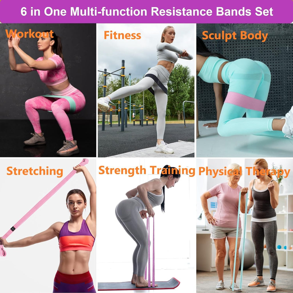 Bandas de resistencia de tela para hacer ejercicio, bandas para glúteos de 3 y 4 niveles Bandas de resistencia largas para mujeres y hombres | Bandas Elásticas para Ejercicio Bandas Resistencia Bandas Entrenamiento Resistencia