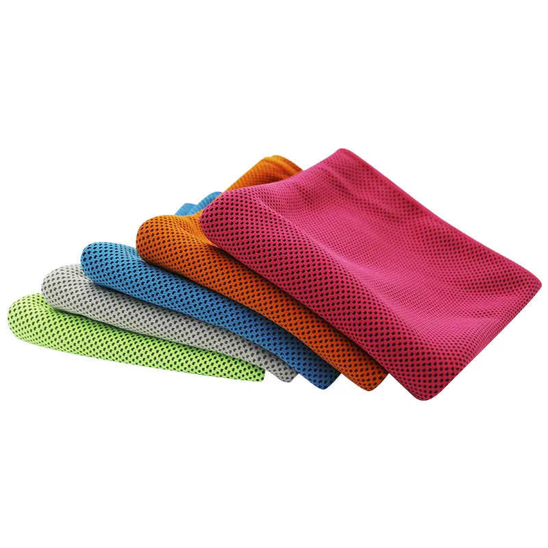 Toalla refrescante de microfibra con efecto hielo para yoga y deportes al aire libre; ligera y fina, ideal para gimnasio, como banda para el sudor o pañuelo refrescante de verano.