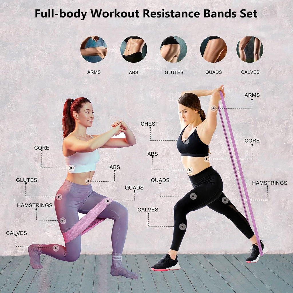 Bandas de resistencia de tela para hacer ejercicio, bandas para glúteos de 3 y 4 niveles Bandas de resistencia largas para mujeres y hombres | Bandas Elásticas para Ejercicio Bandas Resistencia Bandas Entrenamiento Resistencia