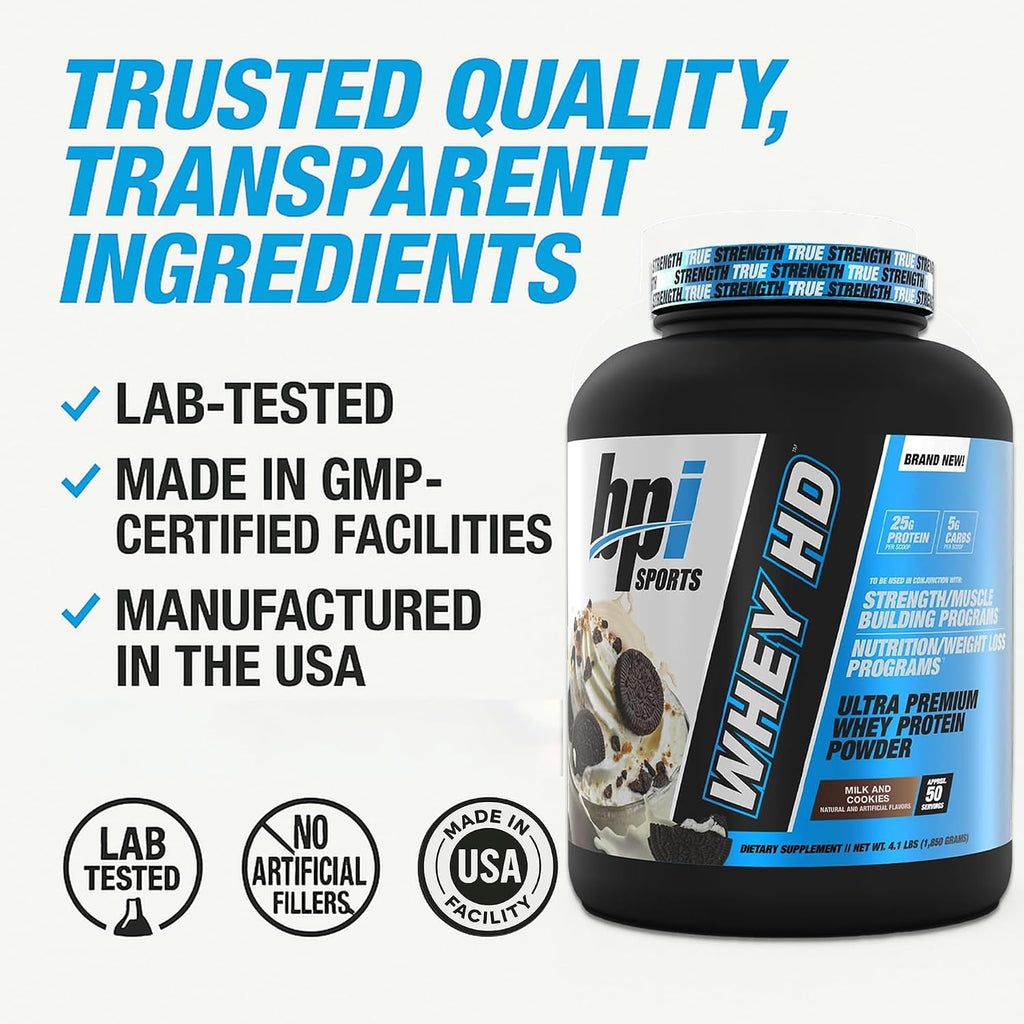 Whey HD Ultra Premium Protein Powder Isolate | Workout Whey Protein Powder for Men & Women for Muscle Gain | Milk Protein Concentrates | Milk and Cookies, 4.07 Pound