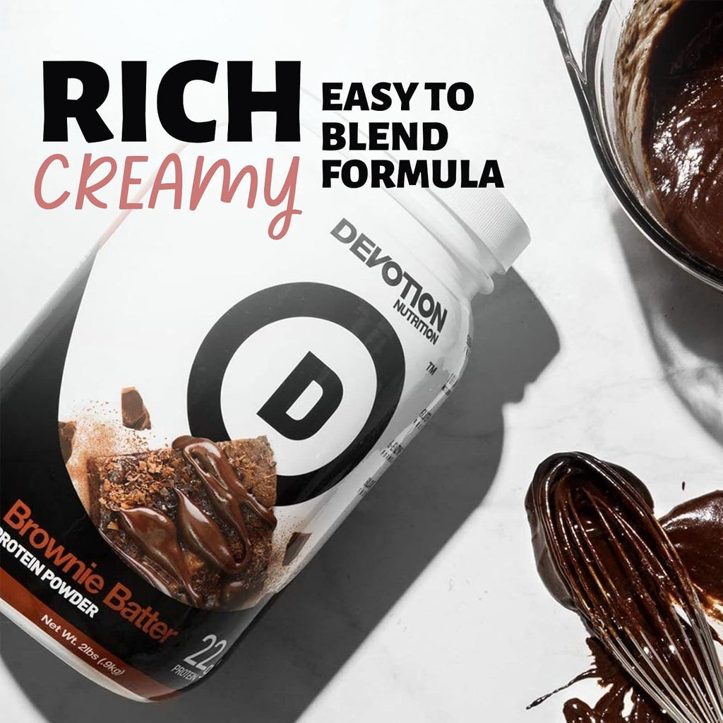 Brownie Batter Protein Powder for Shakes, Baking, Brownies, Desserts – 20G Whey Isolate & Casein Protein Blend – No Added Sugar, Low Carb, Gluten-Free, Keto-Friendly with MCT – 2Lb