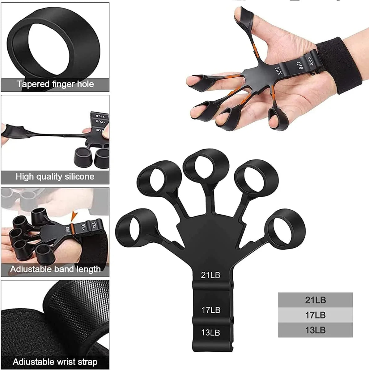 6 niveles de resistencia agarre de mano entrenador de fuerza de mano herramientas físicas de rehabilitación pinza de dedo de Fitness expansor de gimnasio portátil