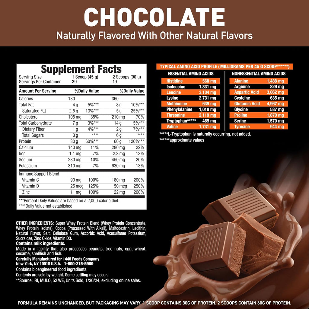 Proteína de suero en polvo súper avanzada, chocolate, 1.76kg