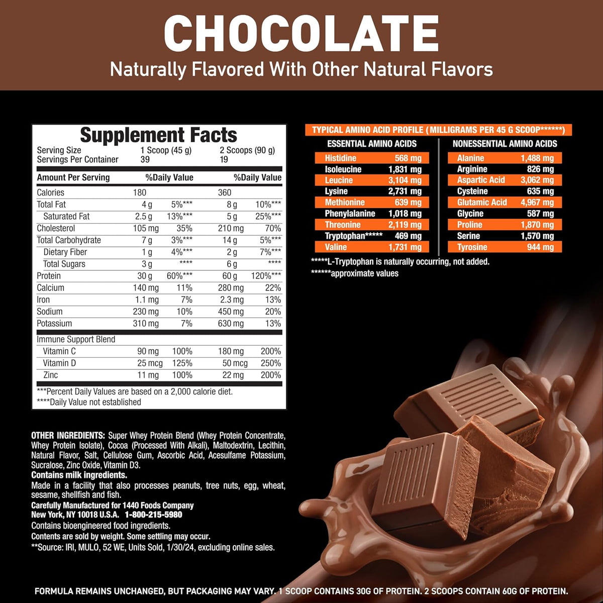 Proteína de suero en polvo súper avanzada, chocolate, 1.76kg