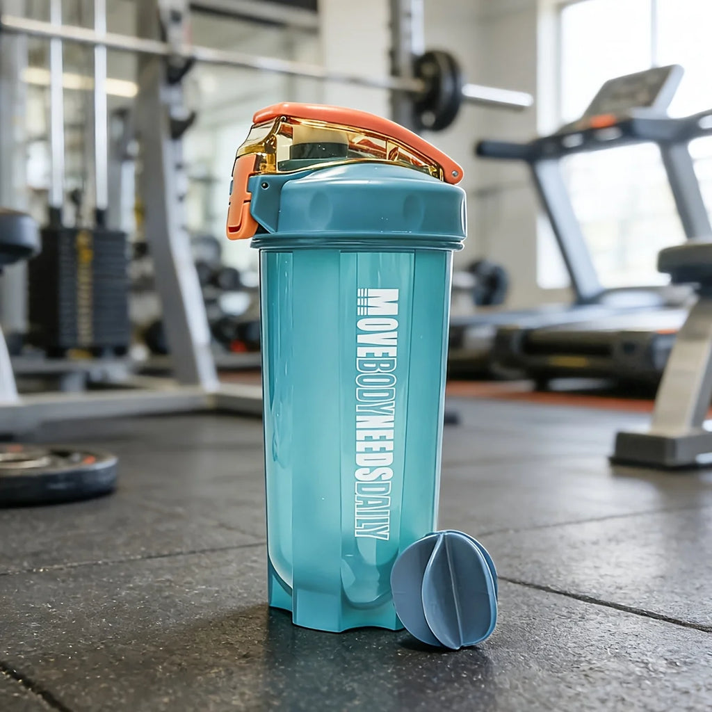 Coctelera de proteínas portátil, botella de Fitness de 550Ml con bola batidora de plástico para atletas entusiastas del Fitness, perfecta para exteriores, 1 ud.