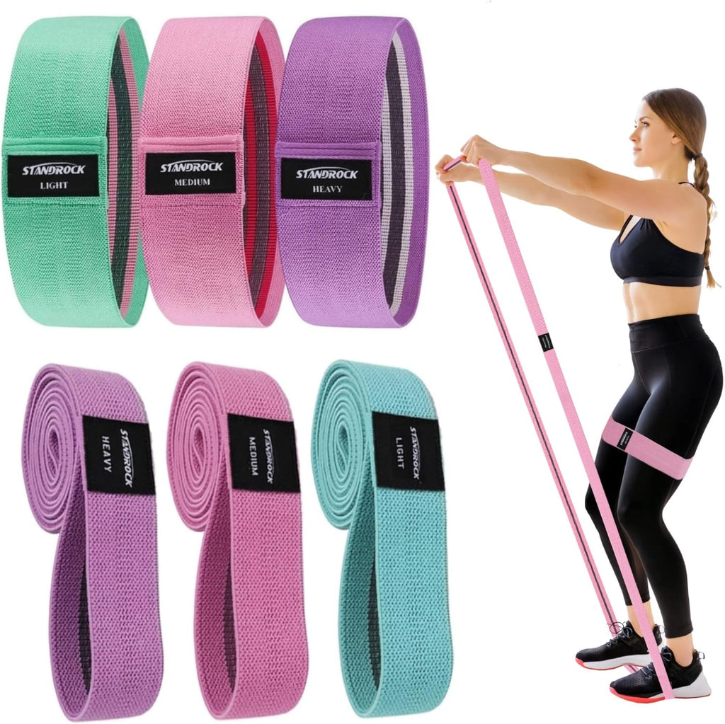 Bandas de resistencia de tela para hacer ejercicio, bandas para glúteos de 3 y 4 niveles Bandas de resistencia largas para mujeres y hombres | Bandas Elásticas para Ejercicio Bandas Resistencia Bandas Entrenamiento Resistencia