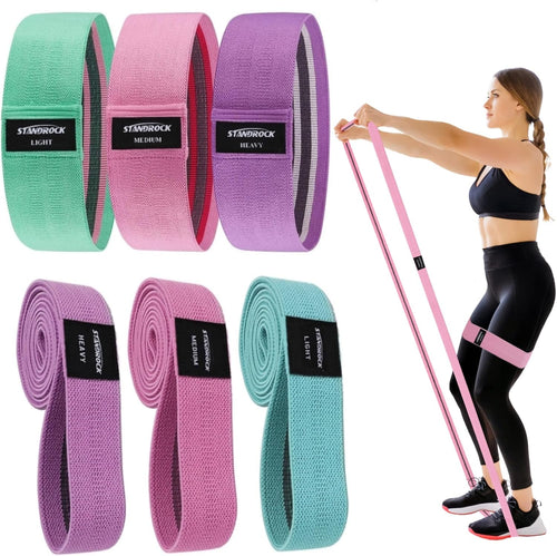 Bandas de resistencia de tela para hacer ejercicio, bandas para glúteos de 3 y 4 niveles Bandas de resistencia largas para mujeres y hombres | Bandas Elásticas para Ejercicio Bandas Resistencia Bandas Entrenamiento Resistencia