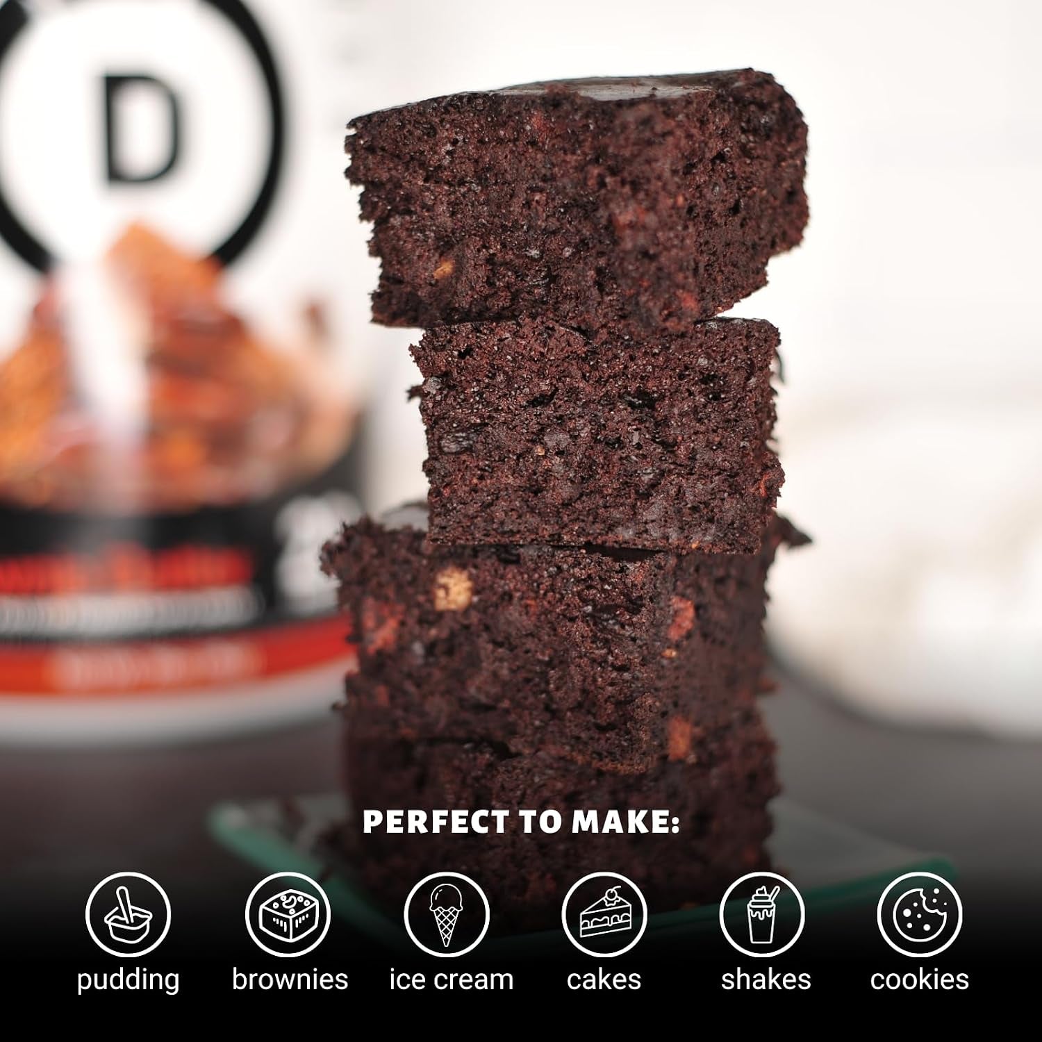 Brownie Batter Protein Powder for Shakes, Baking, Brownies, Desserts – 20G Whey Isolate & Casein Protein Blend – No Added Sugar, Low Carb, Gluten-Free, Keto-Friendly with MCT – 2Lb