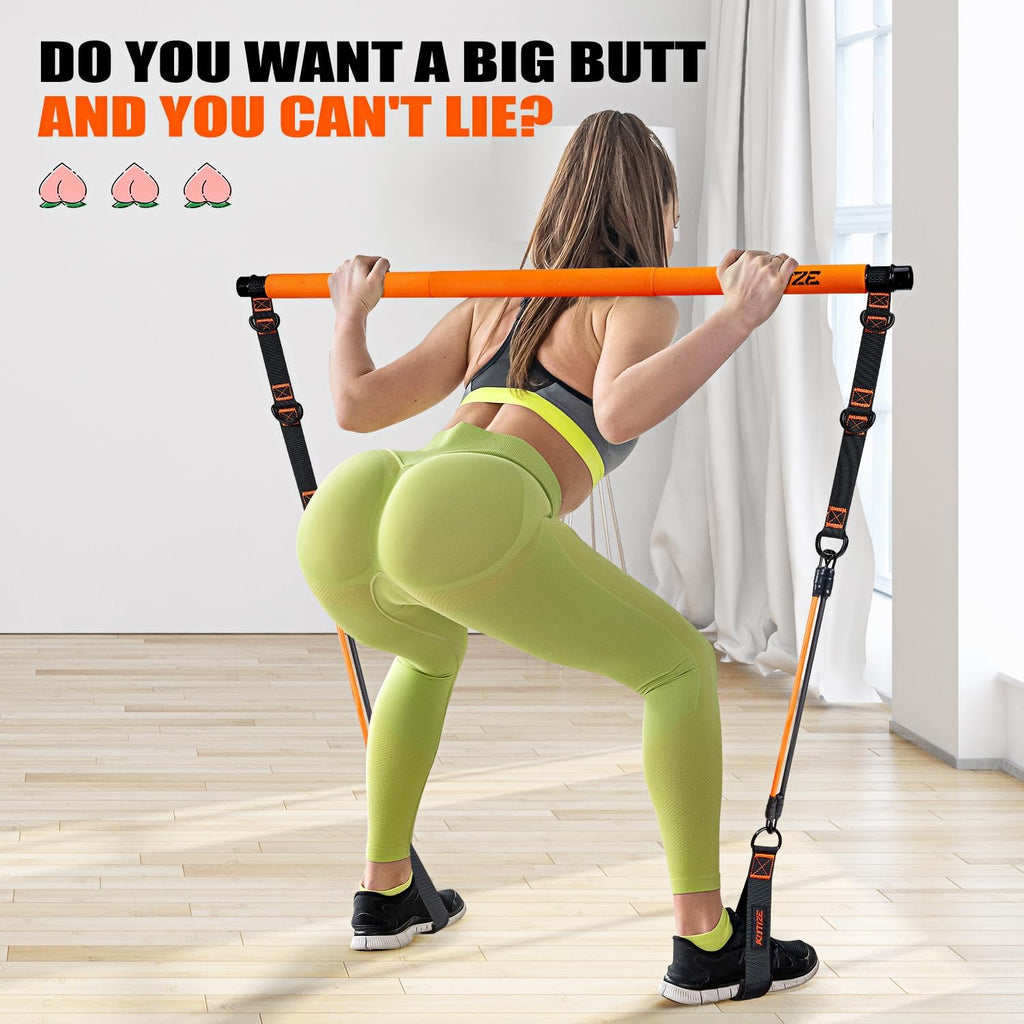 Kit de barra de Pilates con bandas de resistencia, equipo de Pilates, barra multifuncional para hombres y mujeres, kit para ejercicios de cadera, espalda, brazos y cuerpo completo, equipo de entrenamiento de fuerza para gimnasio en casa.