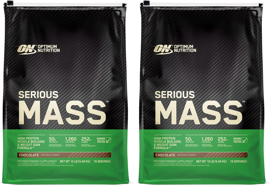 Serious Mass Weight Gainer Proteína en polvo, chocolate, 5.44kg. (paquete de 6).