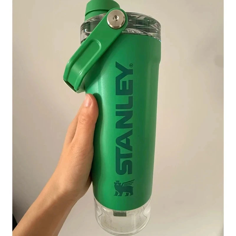 Vaso mezclador de acero inoxidable, a prueba de fugas, para batidos de proteínas en polvo, vaso portátil y elegante para deportes y actividades al aire libre.