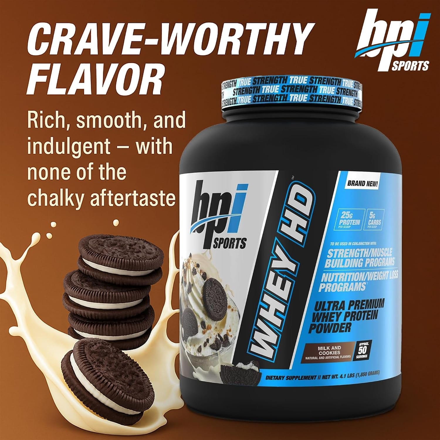Whey HD Ultra Premium Protein Powder Isolate | Workout Whey Protein Powder for Men & Women for Muscle Gain | Milk Protein Concentrates | Milk and Cookies, 4.07 Pound