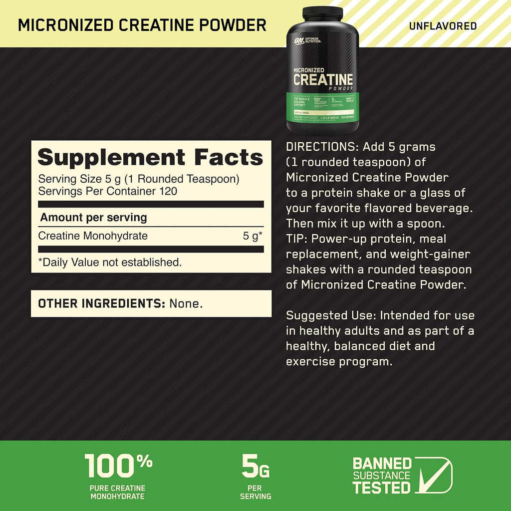 Proteína de suero en polvo 100% Gold Standard: chocolate doblemente rico (2.26kg) con monohidrato de creatina micronizado en polvo, sin sabor (120 porciones) - Paquete