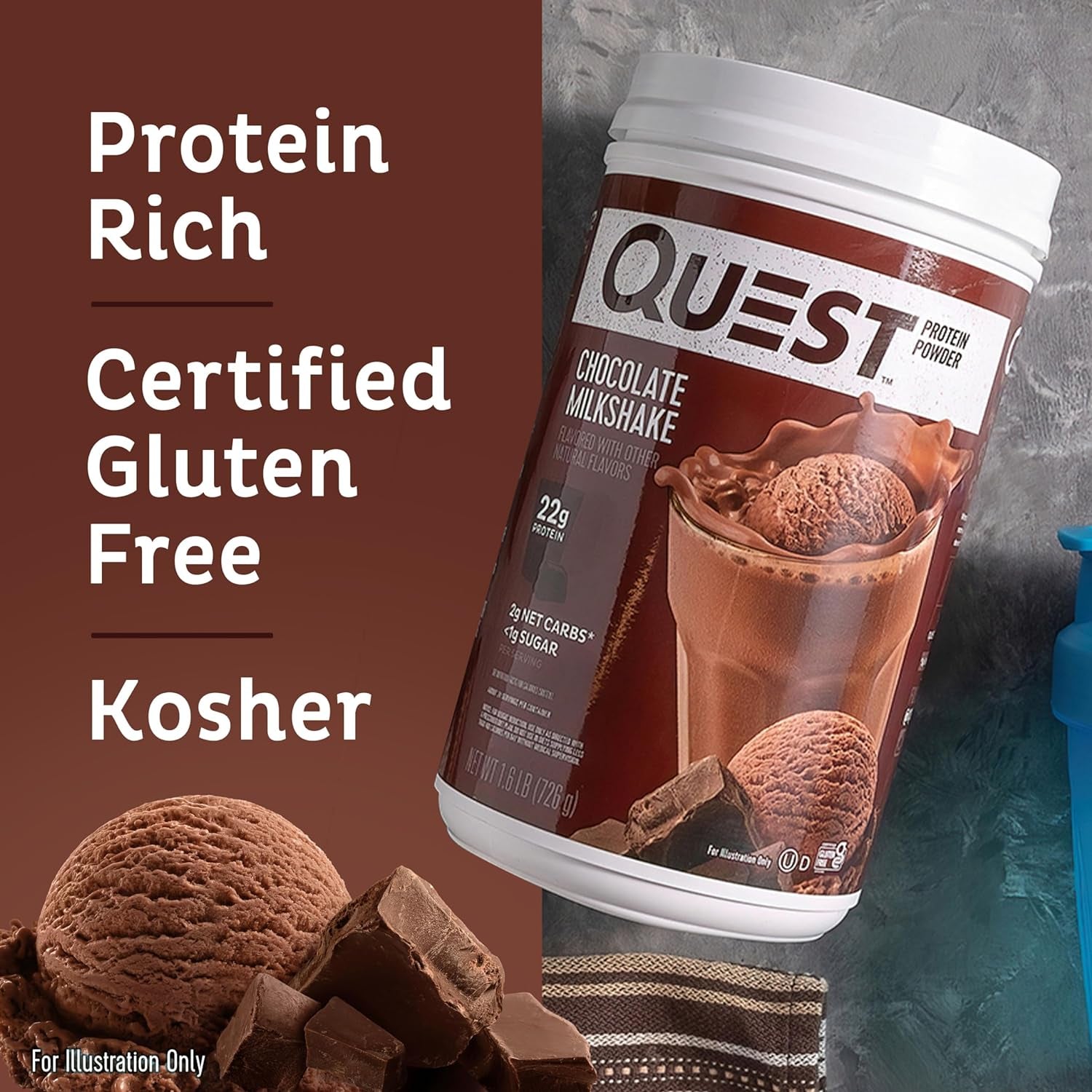 Quest Peanut Butter & Chocolate Milkshake Protein Powders, 23G & 22G Protein, 1.6Lb Each