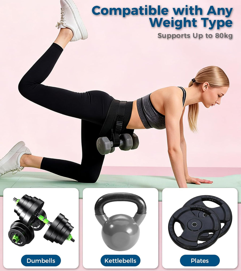 Cinturón de empuje de cadera para mancuernas, pesas rusas y platos, cinturón ajustable para glúteos con acolchado antideslizante, cómodo cinturón de pesas para puente de glúteos para entrenamientos en casa y gimnasio