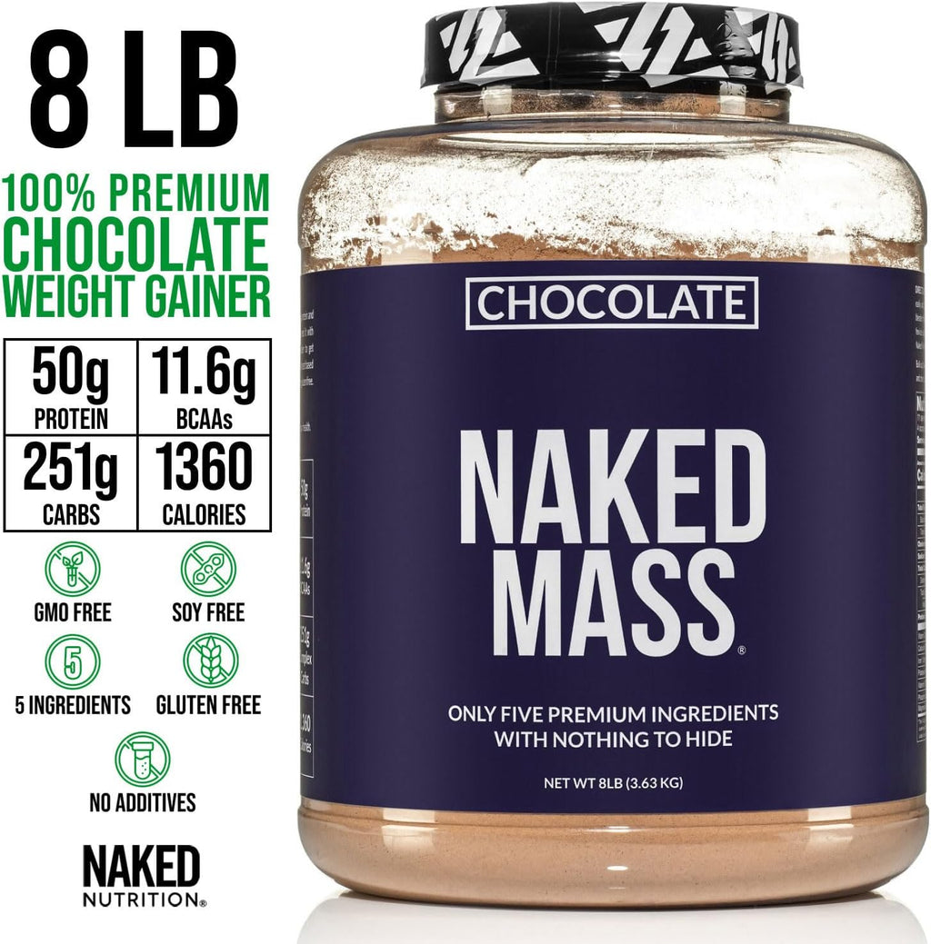 Ganador de masa de chocolate - Proteína en polvo totalmente natural para ganar peso - 3.62kg a granel, sin OGM, sin gluten y sin soja. Sin ingredientes artificiales - 1360 calorías (paquete de 2)