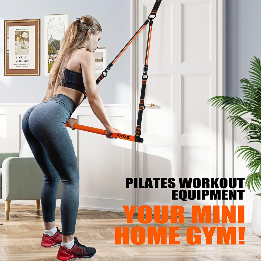 Kit de barra de Pilates con bandas de resistencia, equipo de Pilates, barra multifuncional para hombres y mujeres, kit para ejercicios de cadera, espalda, brazos y cuerpo completo, equipo de entrenamiento de fuerza para gimnasio en casa.
