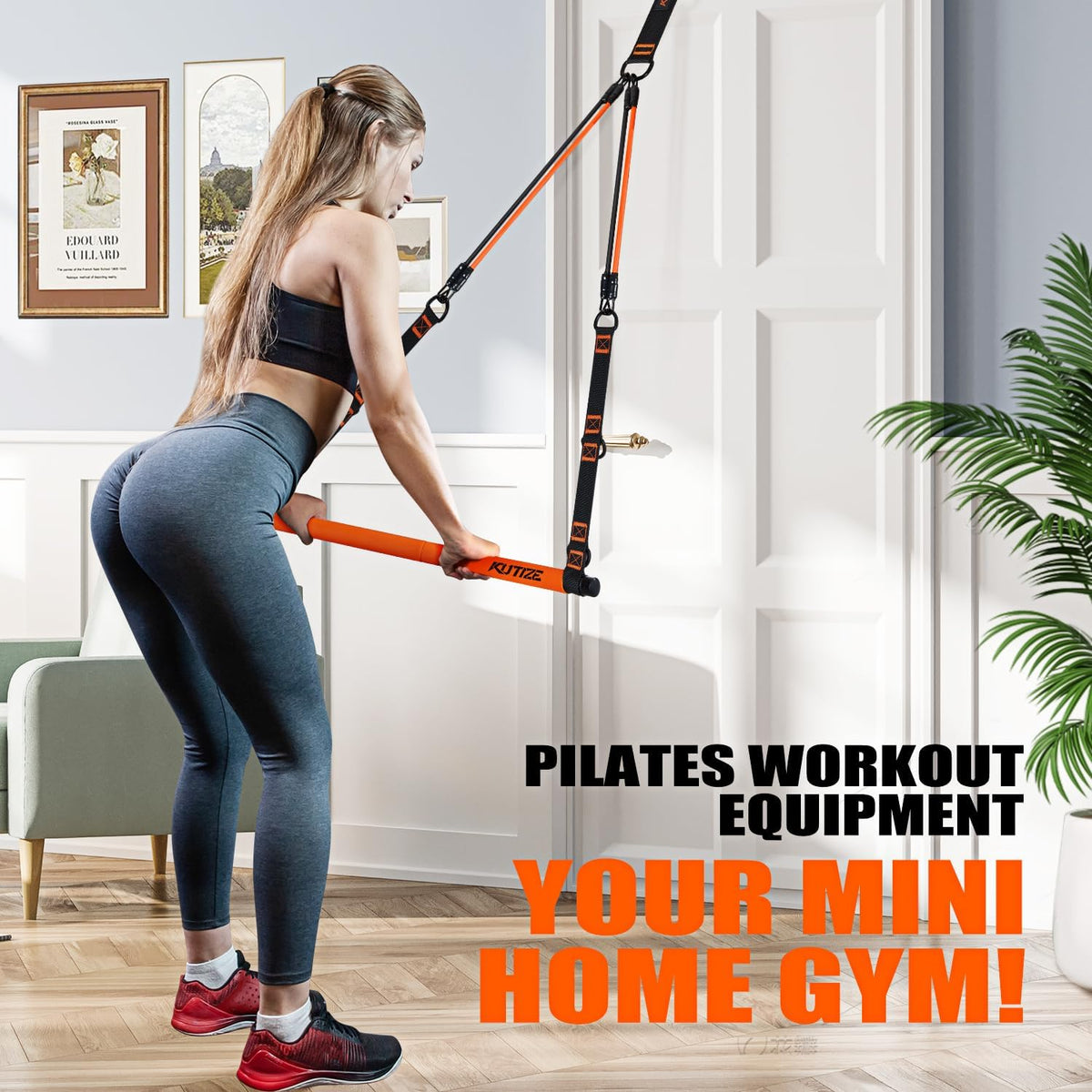 Kit de barra de Pilates con bandas de resistencia, equipo de Pilates, barra multifuncional para hombres y mujeres, kit para ejercicios de cadera, espalda, brazos y cuerpo completo, equipo de entrenamiento de fuerza para gimnasio en casa.