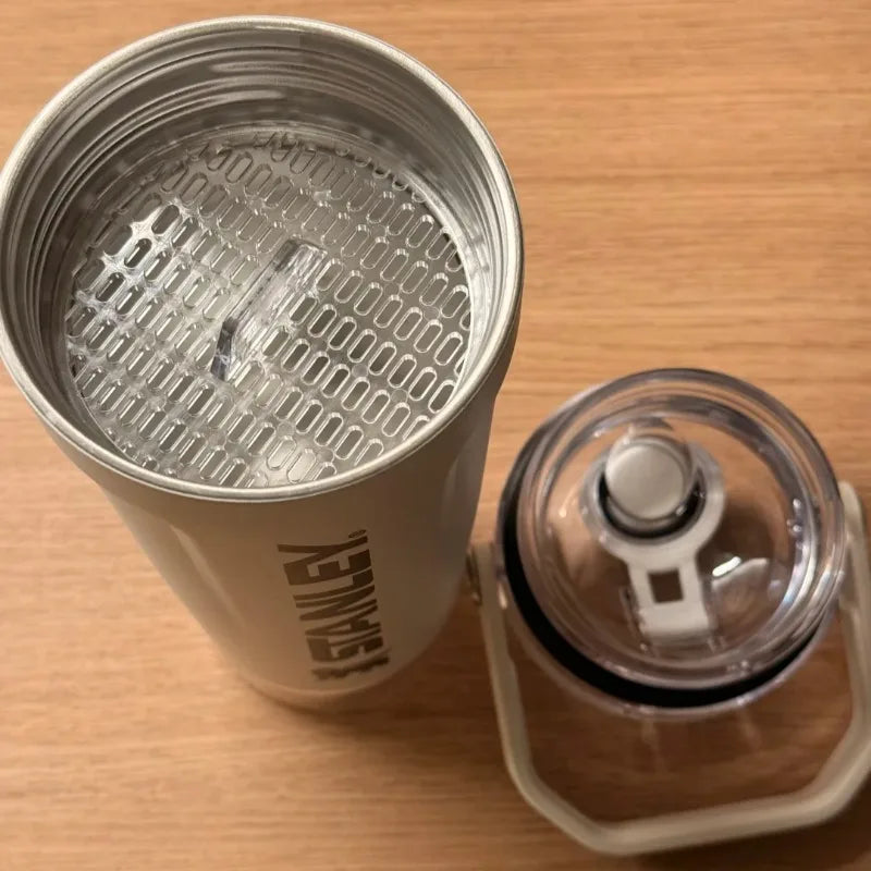 Vaso mezclador de acero inoxidable, a prueba de fugas, para batidos de proteínas en polvo, vaso portátil y elegante para deportes y actividades al aire libre.