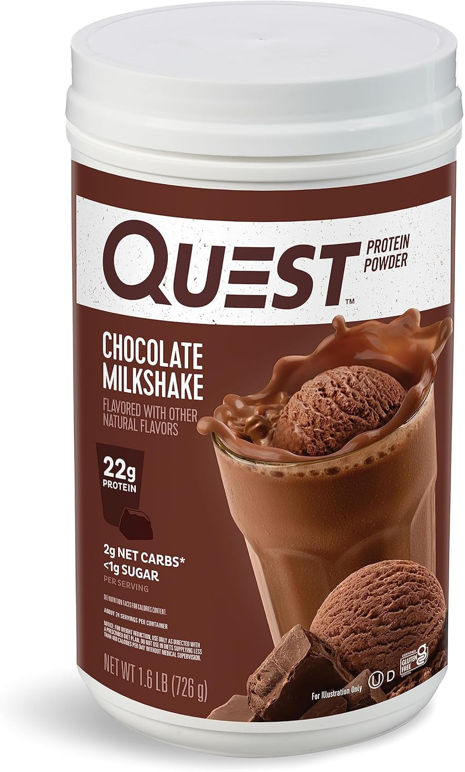 Quest Peanut Butter & Chocolate Milkshake Protein Powders, 23G & 22G Protein, 1.6Lb Each