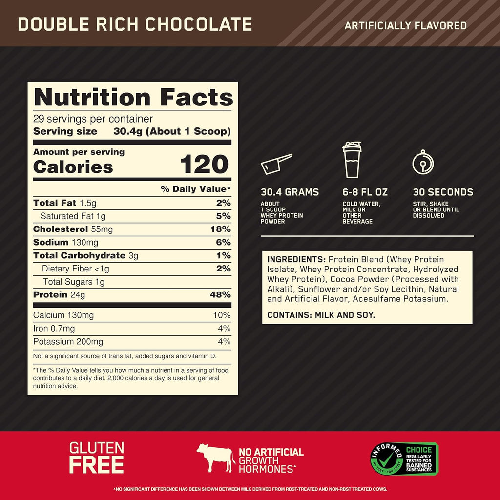 Gold Standard 100% Whey Protein (aislado como fuente principal) – Chocolate Double Rich, 907.18grs + Creatina monohidratada micronizada en polvo – Sin sabor, 300 gramos