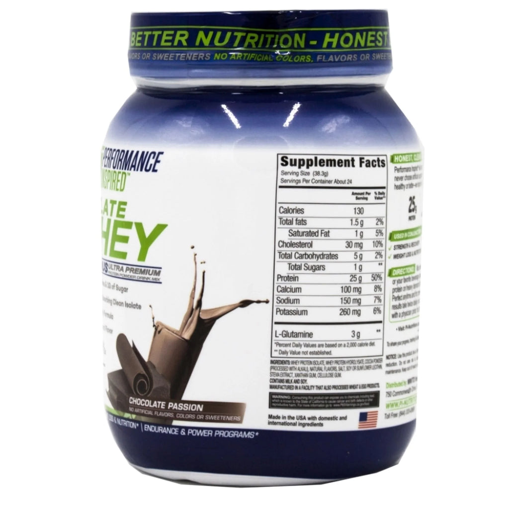 Nutrición - Proteína de suero aislada en polvo - Todo natural - 25G - L-Glutamina - Contiene Bcaas - Chocolate Passion - 0.907kg