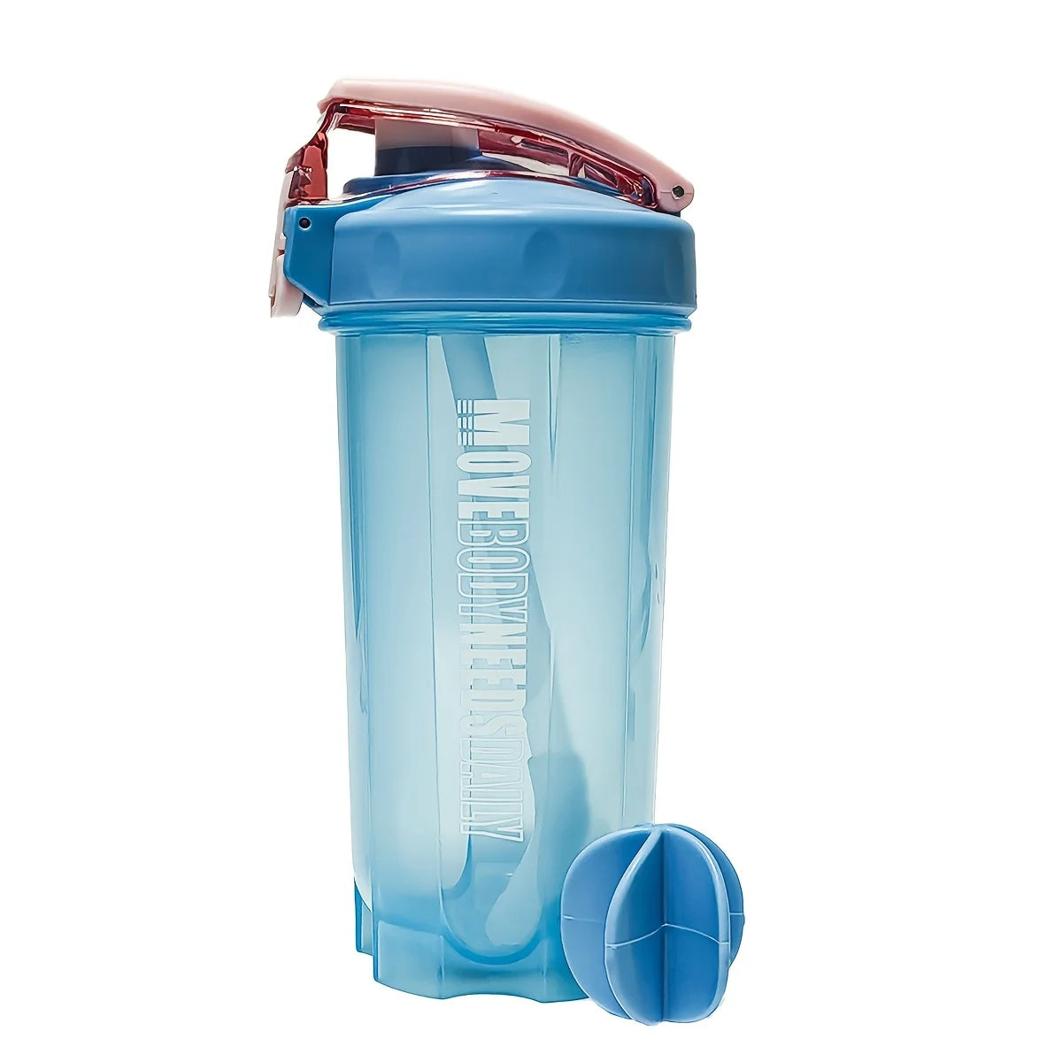 Coctelera de proteínas portátil, botella de Fitness de 550Ml con bola batidora de plástico para atletas entusiastas del Fitness, perfecta para exteriores, 1 ud.