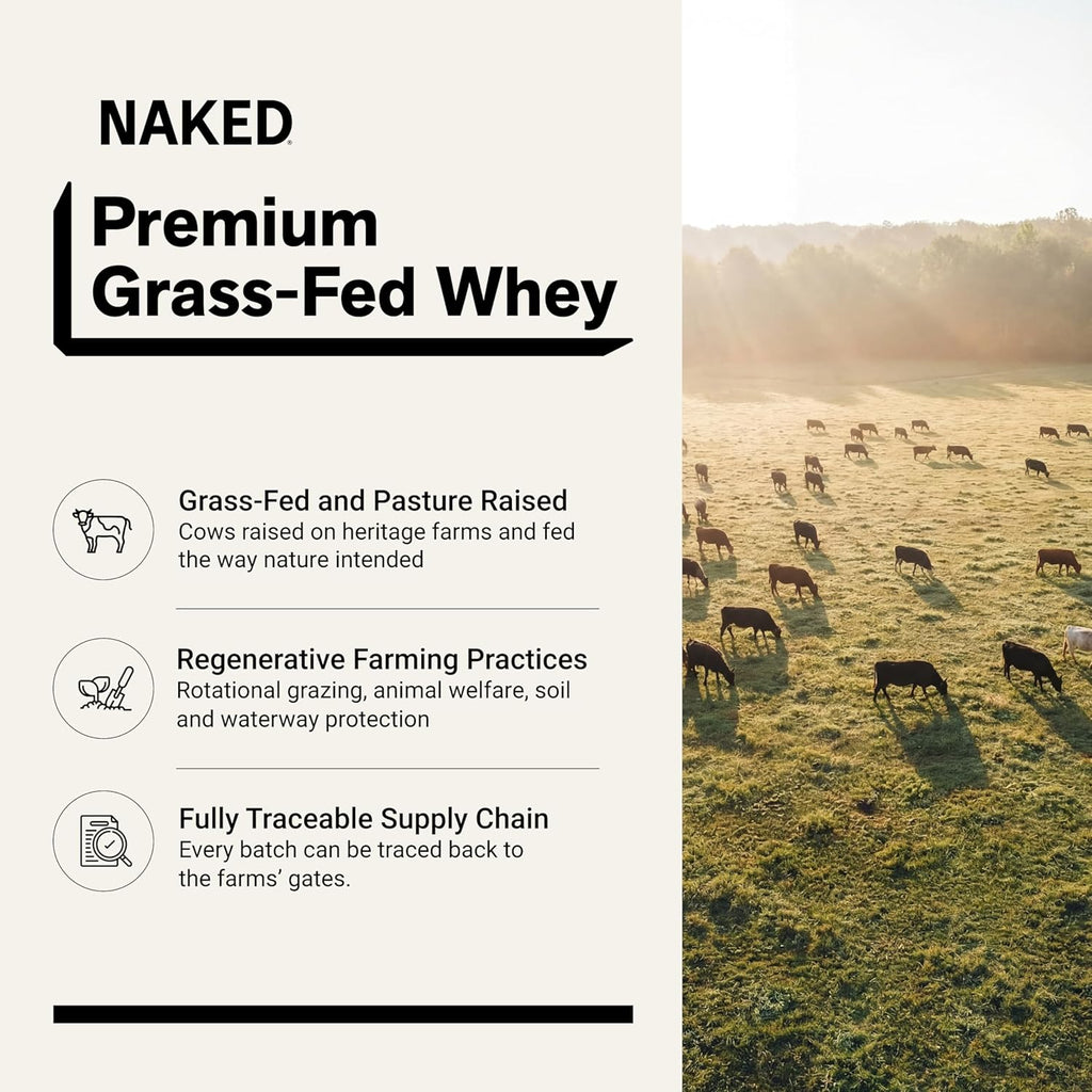 Whey Vanilla Protein Powder - Only 3 Ingredients - Grass Fed Whey Protein Powder, Vanilla Flavor, and Organic Coconut Sugar, NSF Certified, No GMO, No Soy, and Gluten Free - 24 Servings