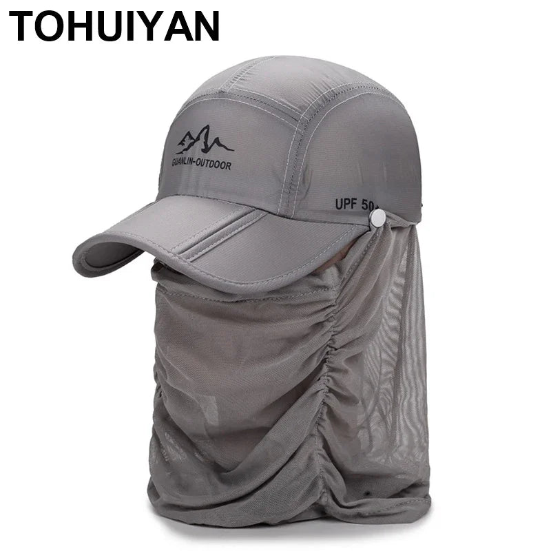 Nuevas gorras de béisbol plegables para hombres y mujeres, gorra de verano con protección UV, cubrecaras y cuello, gorra para correr, senderismo, deportes al aire libre y pesca.