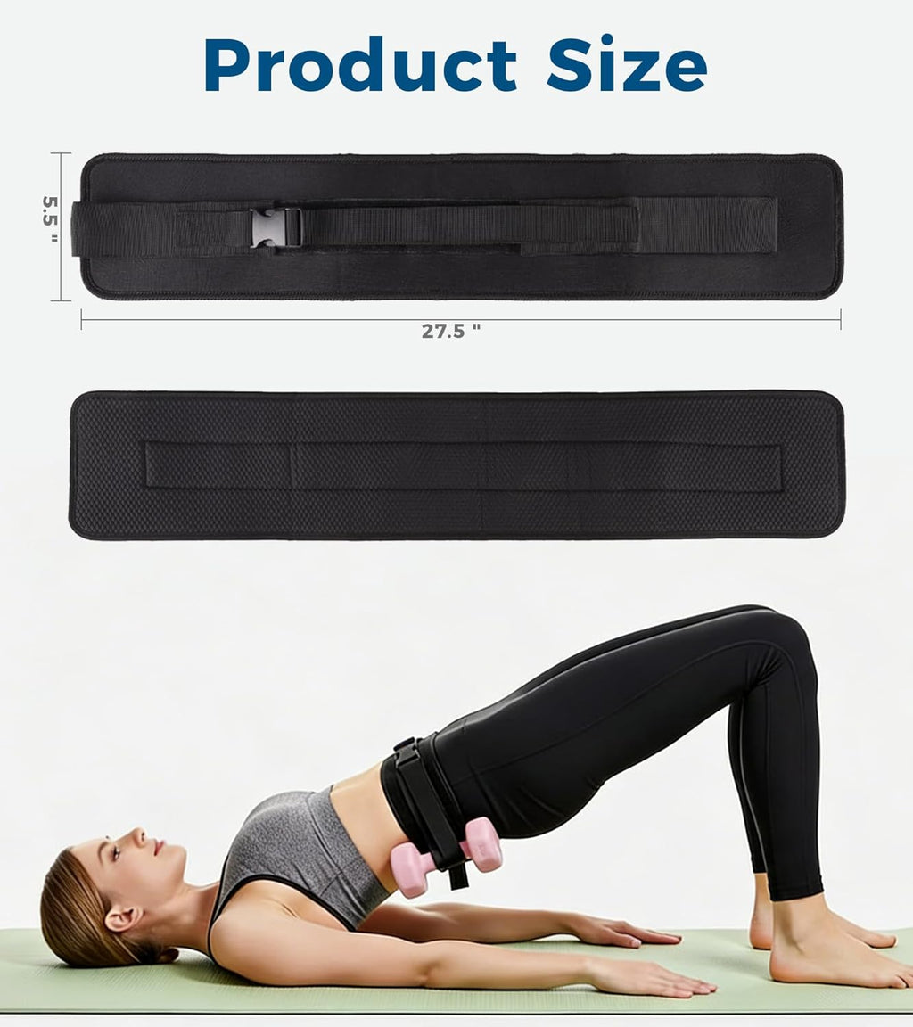 Cinturón de empuje de cadera para mancuernas, pesas rusas y platos, cinturón ajustable para glúteos con acolchado antideslizante, cómodo cinturón de pesas para puente de glúteos para entrenamientos en casa y gimnasio