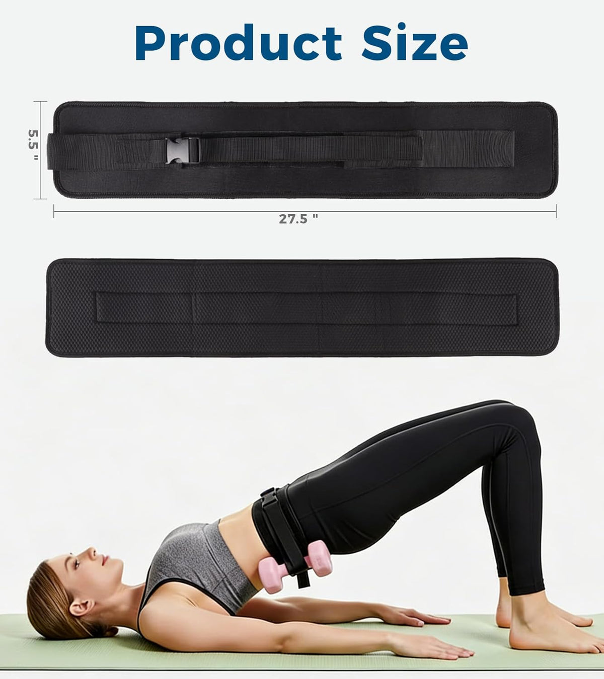 Cinturón de empuje de cadera para mancuernas, pesas rusas y platos, cinturón ajustable para glúteos con acolchado antideslizante, cómodo cinturón de pesas para puente de glúteos para entrenamientos en casa y gimnasio