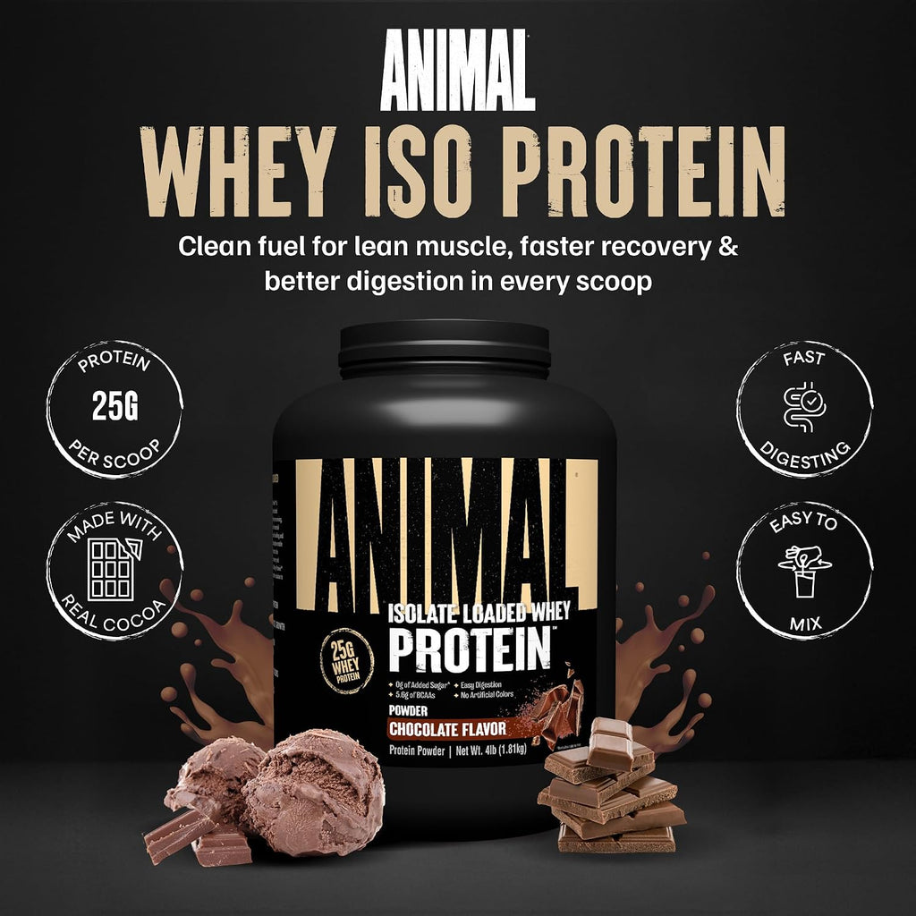 Proteína de suero aislada en polvo, 25 g de alto contenido proteico | Chocolate, 1.81kg