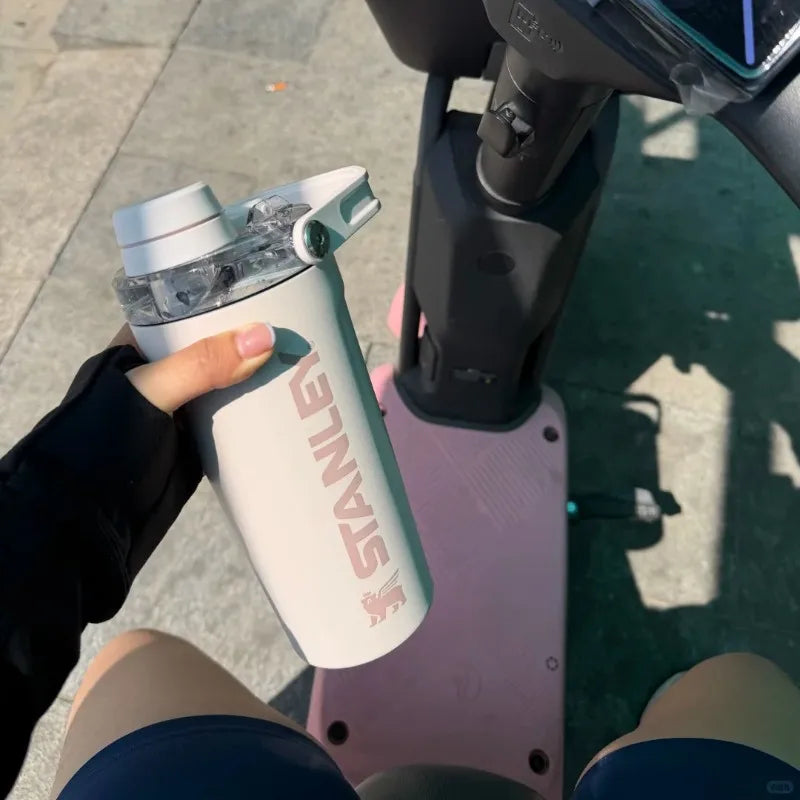 Vaso mezclador de acero inoxidable, a prueba de fugas, para batidos de proteínas en polvo, vaso portátil y elegante para deportes y actividades al aire libre.