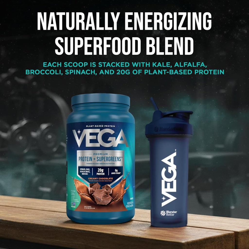 Premium Protein + Supergreens, sabor chocolate – 20 g de proteína, sin lácteos ni gluten, 828.06ml  (25 porciones)