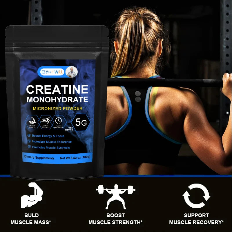 Monohidrato de creatina. Proteínas de suero para el rendimiento energético, la recuperación muscular y el entrenamiento. Suplemento nutricional para adultos.