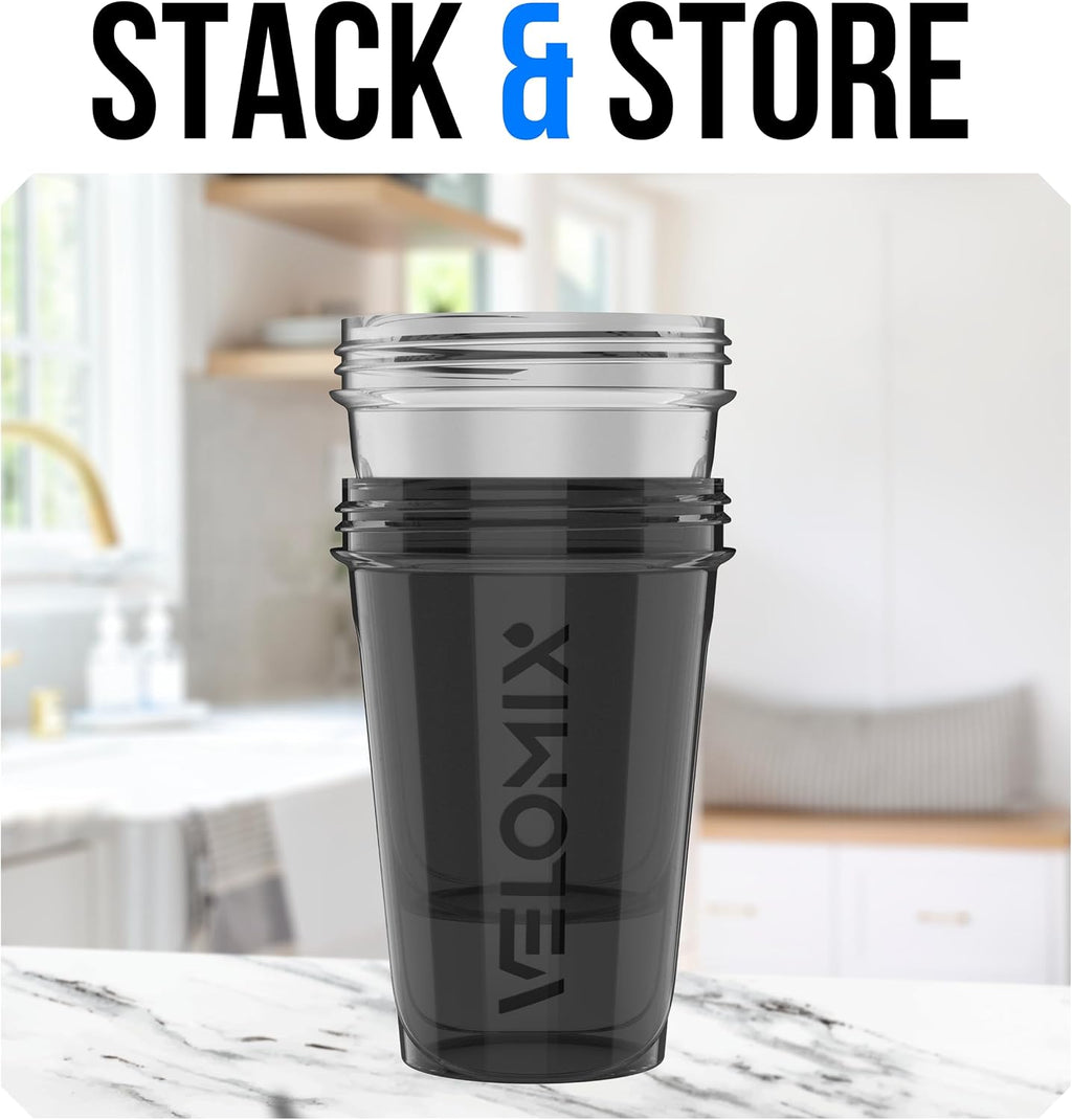 Paquete de 2 botellas mezcladoras de proteínas de 20 oz (aprox. 600 ml) para mezclas de proteínas, negro/transparente.
