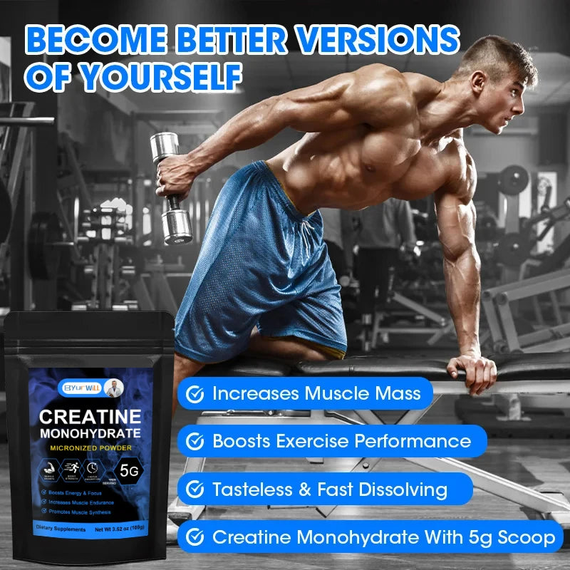 Monohidrato de creatina. Proteínas de suero para el rendimiento energético, la recuperación muscular y el entrenamiento. Suplemento nutricional para adultos.