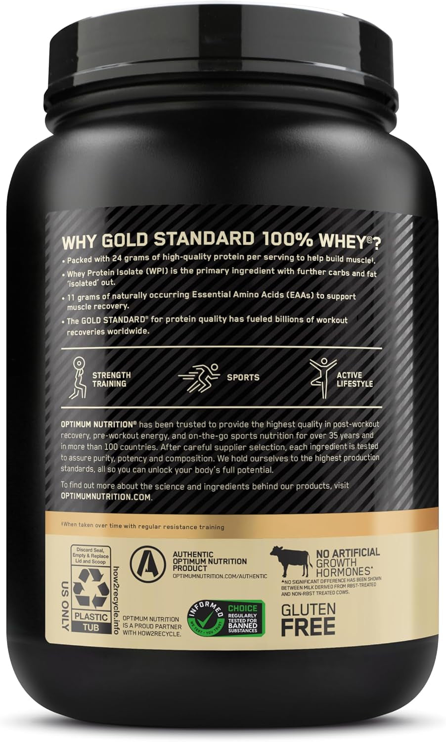 Proteína en polvo Gold Standard 100% Whey con sabor natural, vainilla (el envase puede variar), 1,9 libras (paquete de 6)