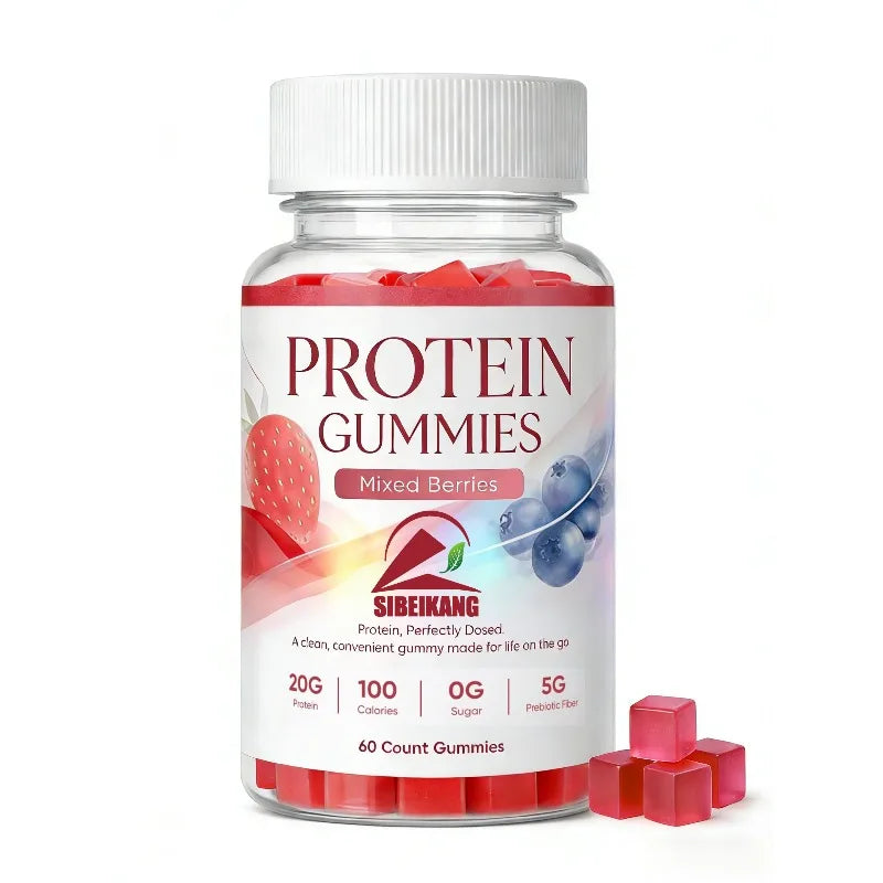 Gomitas de proteína, 20 gramos de proteína vegetal por porción, 60 gomitas