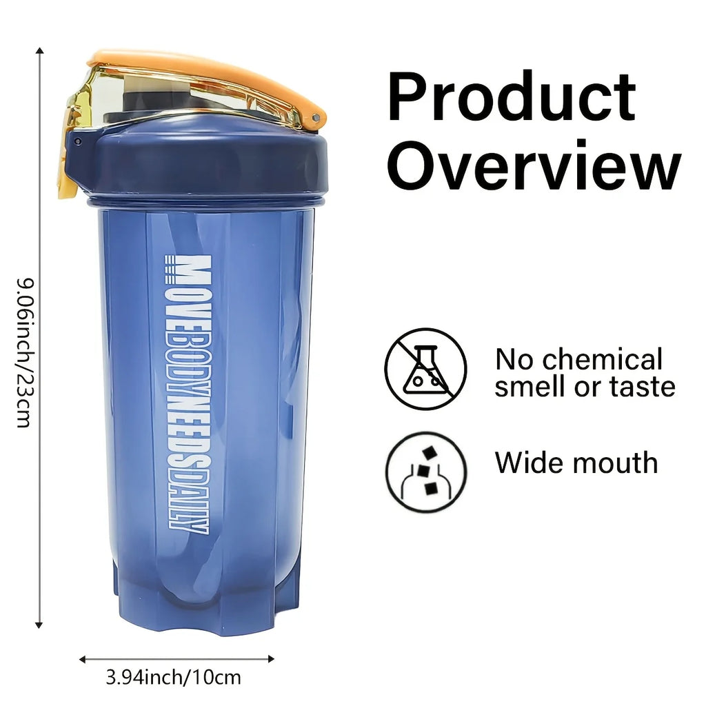 Coctelera de proteínas portátil, botella de Fitness de 550Ml con bola batidora de plástico para atletas entusiastas del Fitness, perfecta para exteriores, 1 ud.