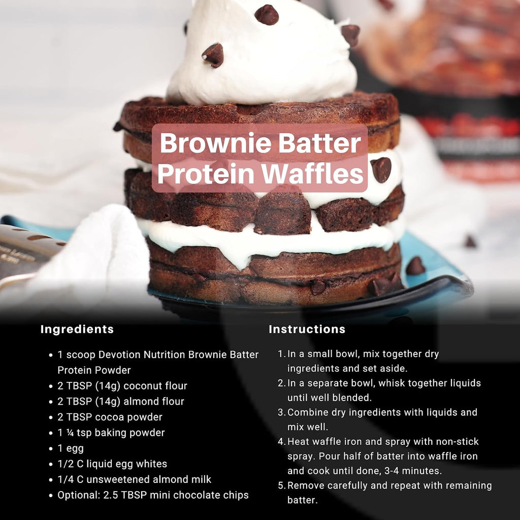 Brownie Batter Protein Powder for Shakes, Baking, Brownies, Desserts – 20G Whey Isolate & Casein Protein Blend – No Added Sugar, Low Carb, Gluten-Free, Keto-Friendly with MCT – 2Lb
