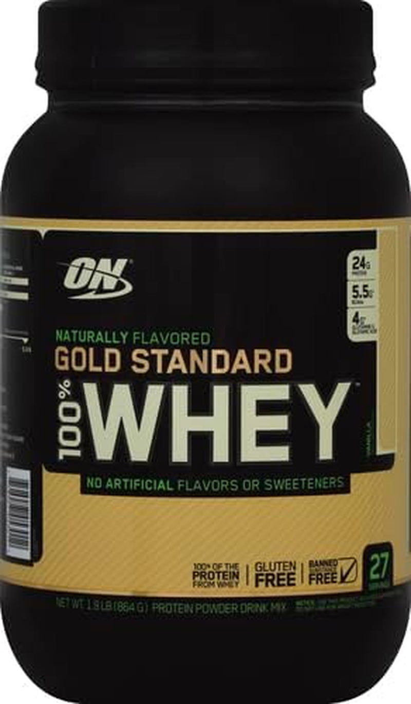 Proteína en polvo Gold Standard 100% Whey con sabor natural, vainilla (el envase puede variar), 1,9 libras (paquete de 6)