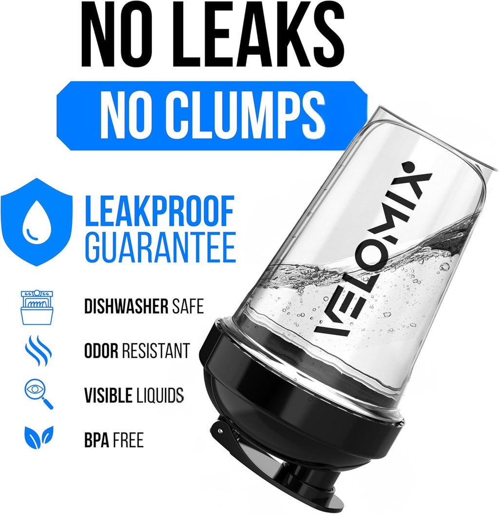 Paquete de 2 botellas mezcladoras de proteínas de 20 oz (aprox. 600 ml) para mezclas de proteínas, negro/transparente.